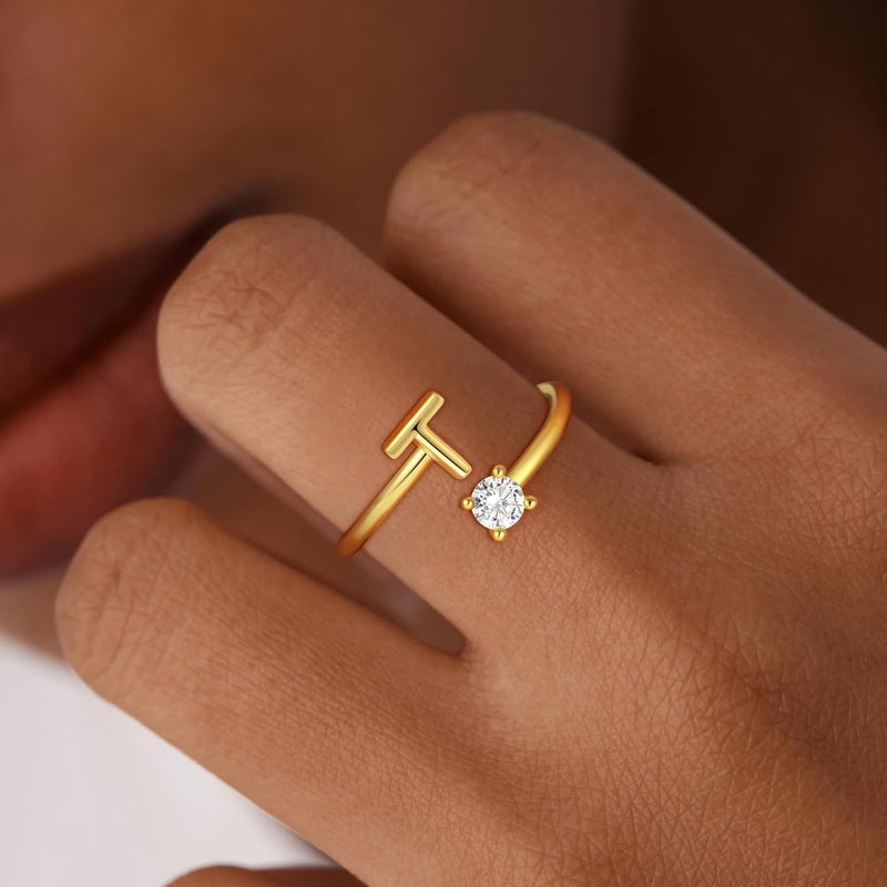 BLThing Store Initial Rings for Girls Kids Women - Dainty 14K Gold Plated Dainty A - Z Initial Letter Rings No Tarnish Teen Girls Gifts Trendy Stuff Birthday Gifts for 5 6 7 8 9 10 Year Old Girl - Image 2